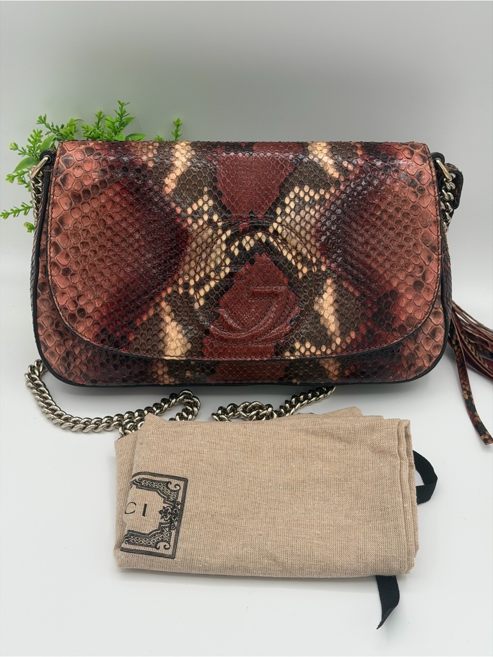 Gucci SoHo full exotic python shoulder bag with tassel ❤️